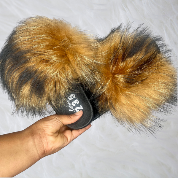 Fashion cheap fur slides