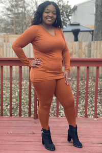 V neck legging set