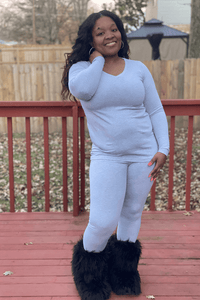 V neck legging set