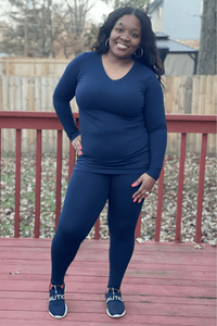 V neck legging set