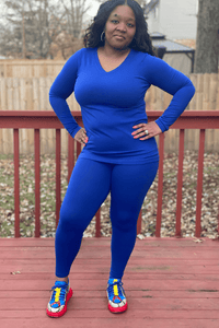 V neck legging set