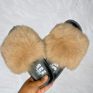 Caramel Fur slides- Adult size (half covered)