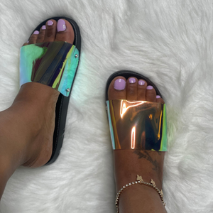 Transparent Iridescent Slides- Black