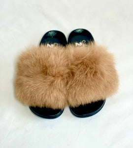 Caramel Fur slides- Adult size (half covered)